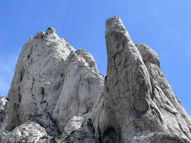 Tulove 'un Rocky sırtı veya Tulovice' nin karst dağı zirvesi - Velebit Doğa Parkı, Hırvatistan (Stjenoviti greben Tulove Grede ili krski planinski vrh Tulovice - Park Velebit, Hrvatska)