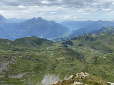 Uri Alp dağlarının yamaçlarındaki çayırlarda ve çayırlarda, Melchtal - Obwalden Kantonu, İsviçre (Kanton Obwald, Schweiz)