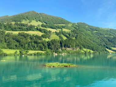 Lungern Gölü veya Doğal Rezervuar Lungerersee - İsviçre Obwald Kantonu (Naturstausee Lungernsee oder Lungerensee - Kanton Obwald, Schweiz)