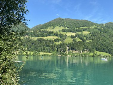 Lungern Gölü veya Doğal Rezervuar Lungerersee - İsviçre Obwald Kantonu (Naturstausee Lungernsee oder Lungerensee - Kanton Obwald, Schweiz)