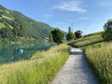 Lungern Gölü ya da Lungernsee doğal rezervuarı boyunca gezinme yerleri - İsviçre 'nin Obwald Kantonu (Spazierwege entlang des Lungererses - Kanton Obwalden, Schweiz)