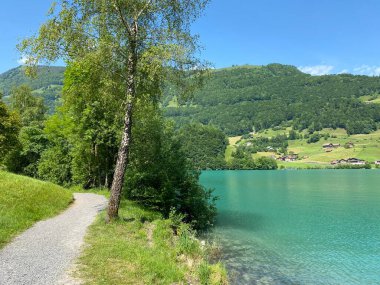 Lungern Gölü ya da Lungernsee doğal rezervuarı boyunca gezinme yerleri - İsviçre 'nin Obwald Kantonu (Spazierwege entlang des Lungererses - Kanton Obwalden, Schweiz)