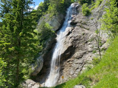 Dundelbachfall I veya Dundelbach deresinin yukarısındaki şelale - Obwalden Kantonu, İsviçre (Dundelbachfall 1 der obere Wasserfall am Dundelbach - Kanton Obwald, Schweiz)
