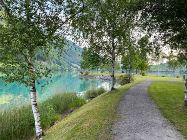 Lungern Adası, Lungern Gölü ya da Lungerensee Kantonu - İsviçre Obwalden Kantonu (Inseli Lungern aus der Vogelperspective am Lungernsee - Kanton Obwald, Schweiz)