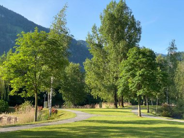 Lungern Adası, Lungern Gölü ya da Lungerensee Kantonu - İsviçre Obwalden Kantonu (Inseli Lungern aus der Vogelperspective am Lungernsee - Kanton Obwald, Schweiz)