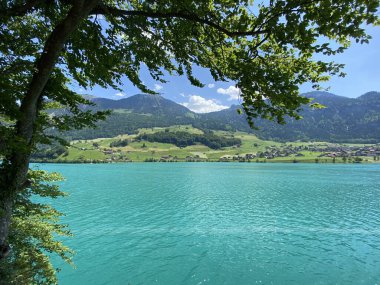 Lungern Gölü veya Doğal Rezervuar Lungerersee - İsviçre Obwald Kantonu (Naturstausee Lungernsee oder Lungerensee - Kanton Obwald, Schweiz)