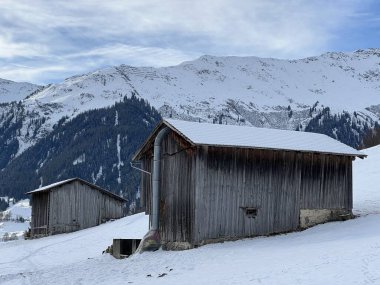 İsviçre 'nin Alp bölgesi turizm beldesi Klosters - Kanton of Grisons, İsviçre (Kanton Graubuenden, Schweiz)