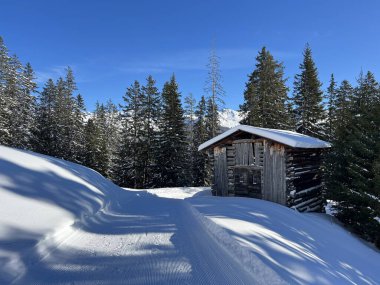 İsviçre 'nin Alp bölgesi turizm beldesi Davos - İsviçre' nin Grison Kantonu (Kanton Graubuenden, Schweiz)