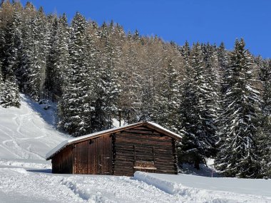 İsviçre 'nin Alp bölgesi turizm beldesi Davos - İsviçre' nin Grison Kantonu (Kanton Graubuenden, Schweiz)