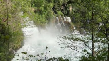 Krka Nehri üzerindeki Bilusica Buk Şelalesi - Krka Ulusal Parkı, Hırvatistan (Slap Bilusica buk ili vodopad Bilusica buk na rijeci Krki - Nacionalni parkı Krka, Hrvatska)