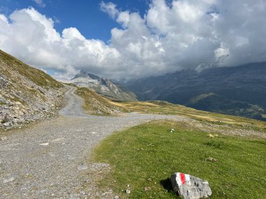 Melchtal Alp Vadisi 'nin yamaçlarında ve Uri Alp Dağları' nda yürüyüş, yürüyüş, spor ve dinlenme yolları, Kerns - Obwalden Kantonu, İsviçre (Kanton Obwald, Schweiz)