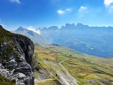 Uri Alp dağlarının yamaçlarındaki çayırlarda ve çayırlarda, Melchtal - Obwalden Kantonu, İsviçre (Kanton Obwald, Schweiz)