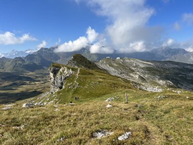 Uri Alp dağlarının yamaçlarındaki çayırlarda ve çayırlarda, Melchtal - Obwalden Kantonu, İsviçre (Kanton Obwald, Schweiz)