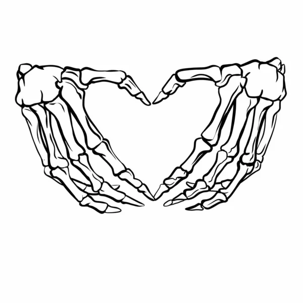 Hand Gesture Skeleton Hands Folded Heart Heart Gesture Black White — Foto de Stock