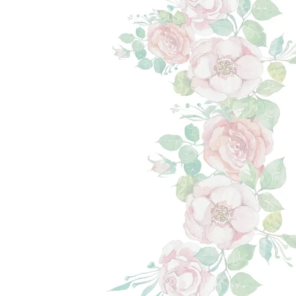 Blomma Sammansättning Dekorativ Bakgrund Botanisk Färg Illustration Akvarell Ritningar Blommor — Stockfoto