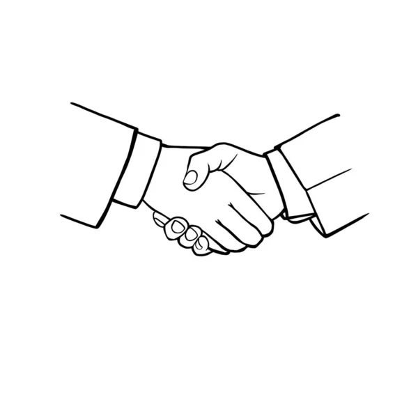 Aperto Mão Negociações Bem Sucedidas Negócio Reunião Ilustração Desenho Linear — Fotografia de Stock