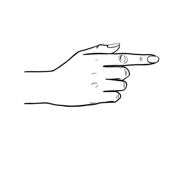 Mão Dedo Apontador Ponteiro Dedo Indicador Desenho Preto Branco Ilustração — Fotografia de Stock