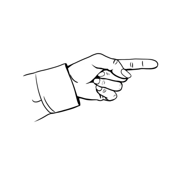 Hand and pointing finger, pointer, index finger, black and white drawing, illustration