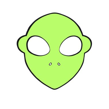 Uzaylı görüntüsü, çizgi film uzaylısı, basılabilir illüstrasyon