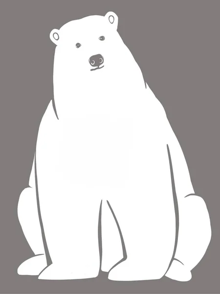 Retrato Completo Urso Polar Contra Fundo Escuro Ilustração Desenhada Mão — Fotografia de Stock