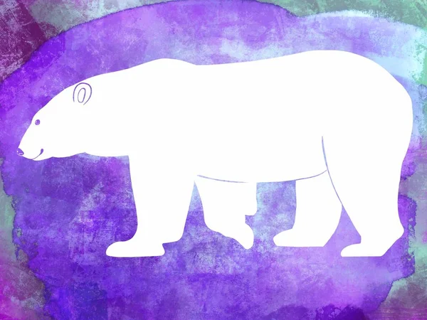 Duży Niedźwiedź Polarny Jest Chodzenie Sylwetka Zwierzęcia Dekoracyjnym Tle Ilustracja — Zdjęcie stockowe