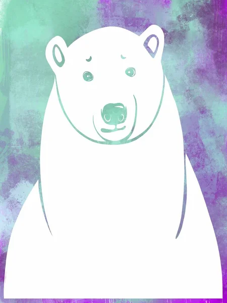 Portrét Ledního Velkého Medvěda Dekorativním Barevném Pozadí Ilustrace Pro Ochranu — Stock fotografie