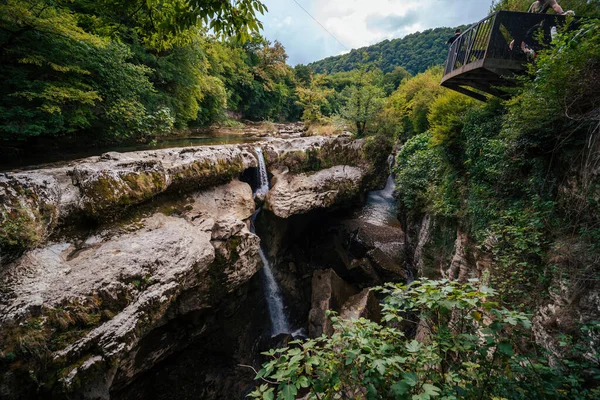 Martvili Georgia August 2021 Mountain River Abasha Waterfall Canyon Travel — Stockfoto