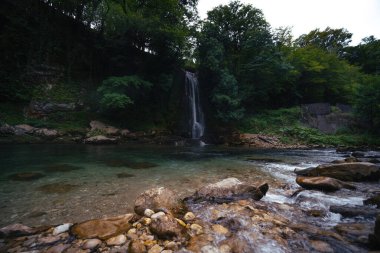 Abhesi waterfall. Nooks and locations of Abhesi Waterfall, near the city of Kutaisi, in western Georgia