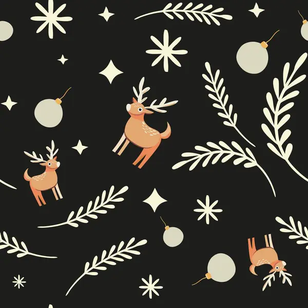 Noel tasarımı için ren geyikleri, brunchlar ve kar taneleriyle kusursuz desen