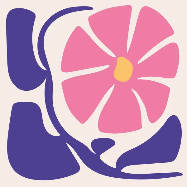 Matisse tarzında soyut çiçekler. Retro el çizimi çizimi. moda renkler