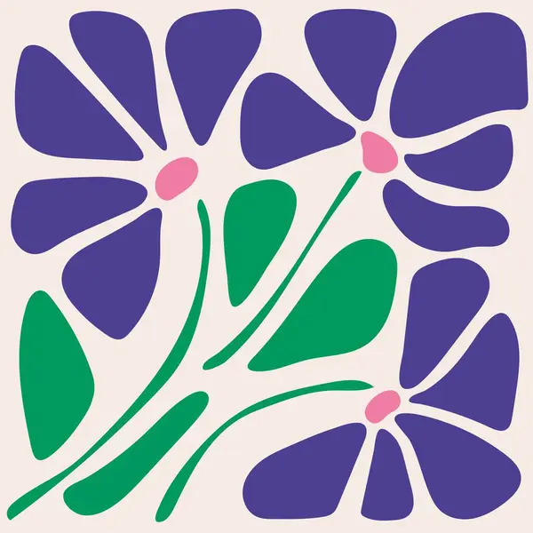 Matisse tarzında soyut çiçekler. Retro el çizimi çizimi. moda renkler