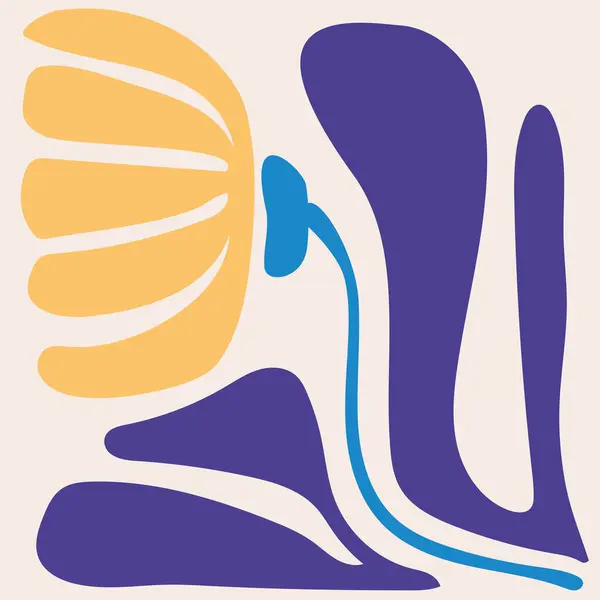 Matisse tarzında soyut çiçekler. Retro el çizimi çizimi. moda renkler