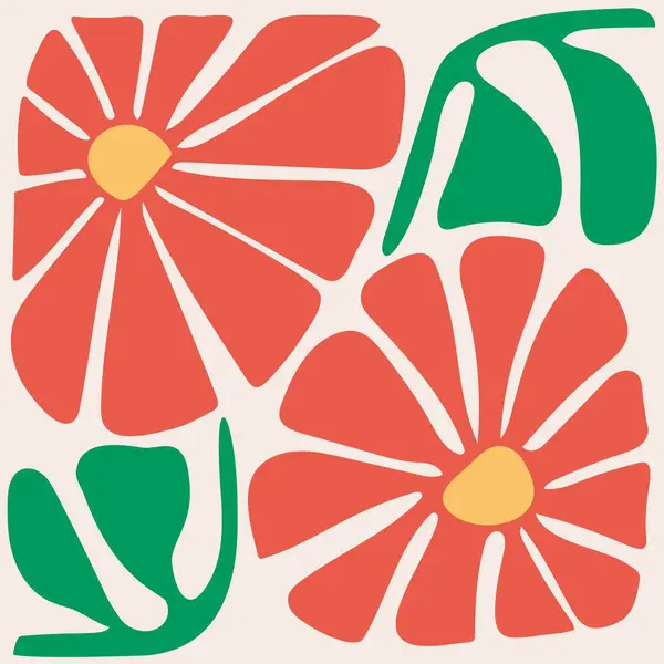 Matisse tarzında soyut çiçekler. Retro el çizimi çizimi. moda renkler