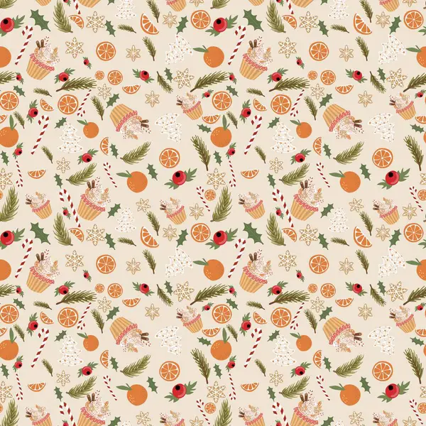 Yeni yıl şablonu. Tasarım için sevimli elementlere sahip vektör şablonu