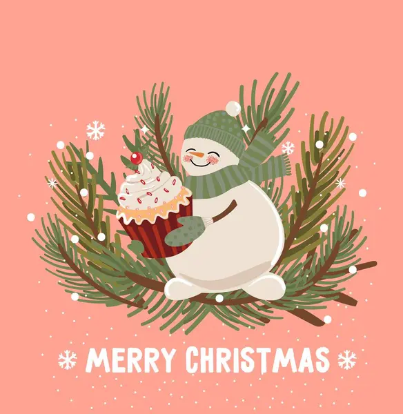 Yeni yıl kartı mı? Tasarım için sevimli elementlere sahip vektör şablonu