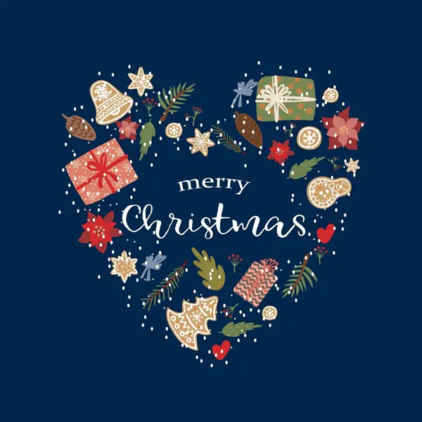 Yeni yıl kartı mı? Tasarım için sevimli elementlere sahip vektör şablonu