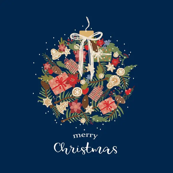 Yeni yıl kartı mı? Tasarım için sevimli elementlere sahip vektör şablonu