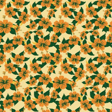 Tropikal desen. Elle çizilmiş tropik çiçekleri içeren gür ve egzotik bir desen. Ev dekoruna, modaya ya da dijital projelere bir parça cennet katmak için ideal. Vektör illüstrasyonu.