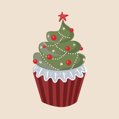 Noel ağacı çöreği tasviri.