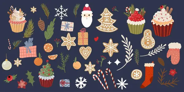 Noel ve Yeni Yıl elementlerinin kapsamlı bir koleksiyonu.