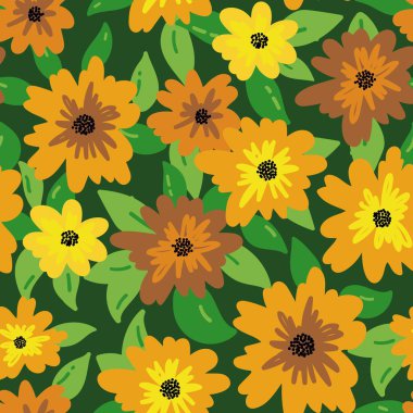 Yazdır. Tarlalarda çiçekler ve kulaklar bulunan zarif çiçeksiz desenler. Paketleme, tekstil, kumaş, örtü ve daha fazlası için mükemmel.