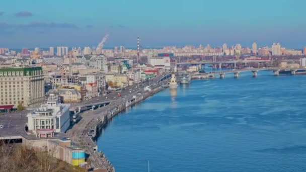 Kyiv Ukraina 2023 Pelabuhan Sungai Dnipro Kapal — Stok Video