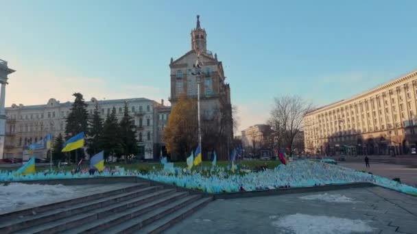 Kijev Ukrajna 2023 Maidan Nezalezhnosti Függetlenség Tere Ukrán Védők Elvesztése — Stock videók