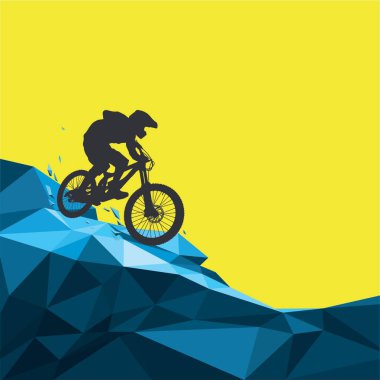 Uzayı kopyala Aşırıya kaçmış. Yokuş aşağı bisikletçiler dağ yamacından bisikletle uçarlar. Serbest bırak. 