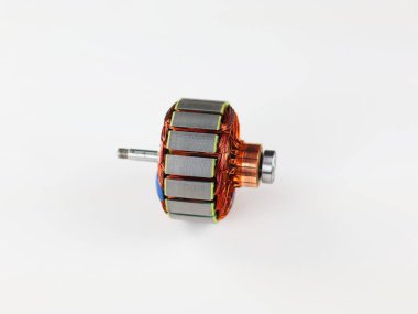 This image shows an electric motor armature, a key component in the rotation of a DC electric motor or generator.