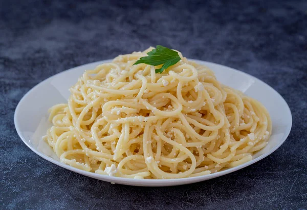 Pasta Espaguetis Vista Superior Cocina Casa — Foto de Stock