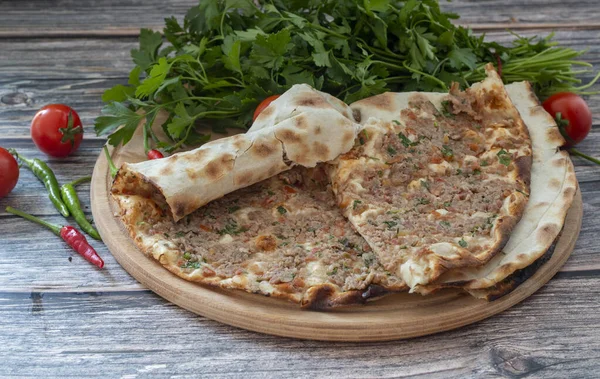 Alimentos Turcos Pizza Turca Lahmacun — Foto de Stock