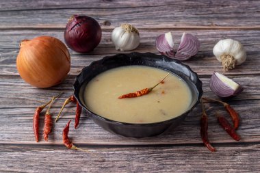 Geleneksel lezzetli Türk çorbası, Mugla bölgesi; Türk adı; Goce Tarhana Çorbası