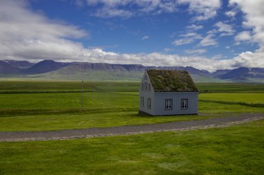 Traditional grass-covered houses in Iceland