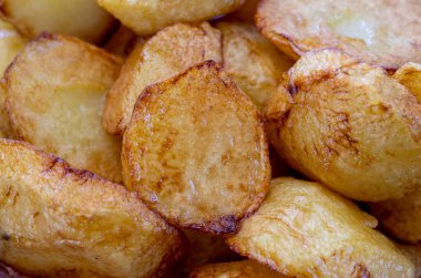 Baked small potatoes, top view .